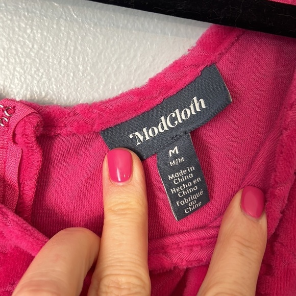 MODCLOTH RETRO Terry Cloth floral FUCHSIA DRESS/cover up size medium - Picture 3 of 5